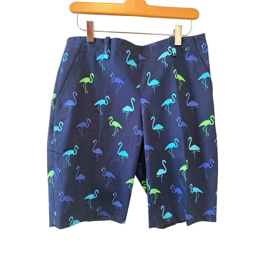 Polo Ralph Lauren Golf Bermuda Shorts Navy Blue Flamingo Print 4